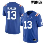 Women's Florida Gators #13 Donovan McMillon NCAA Nike Blue Throwback Authentic Stitched College Football Jersey TXO6862CV